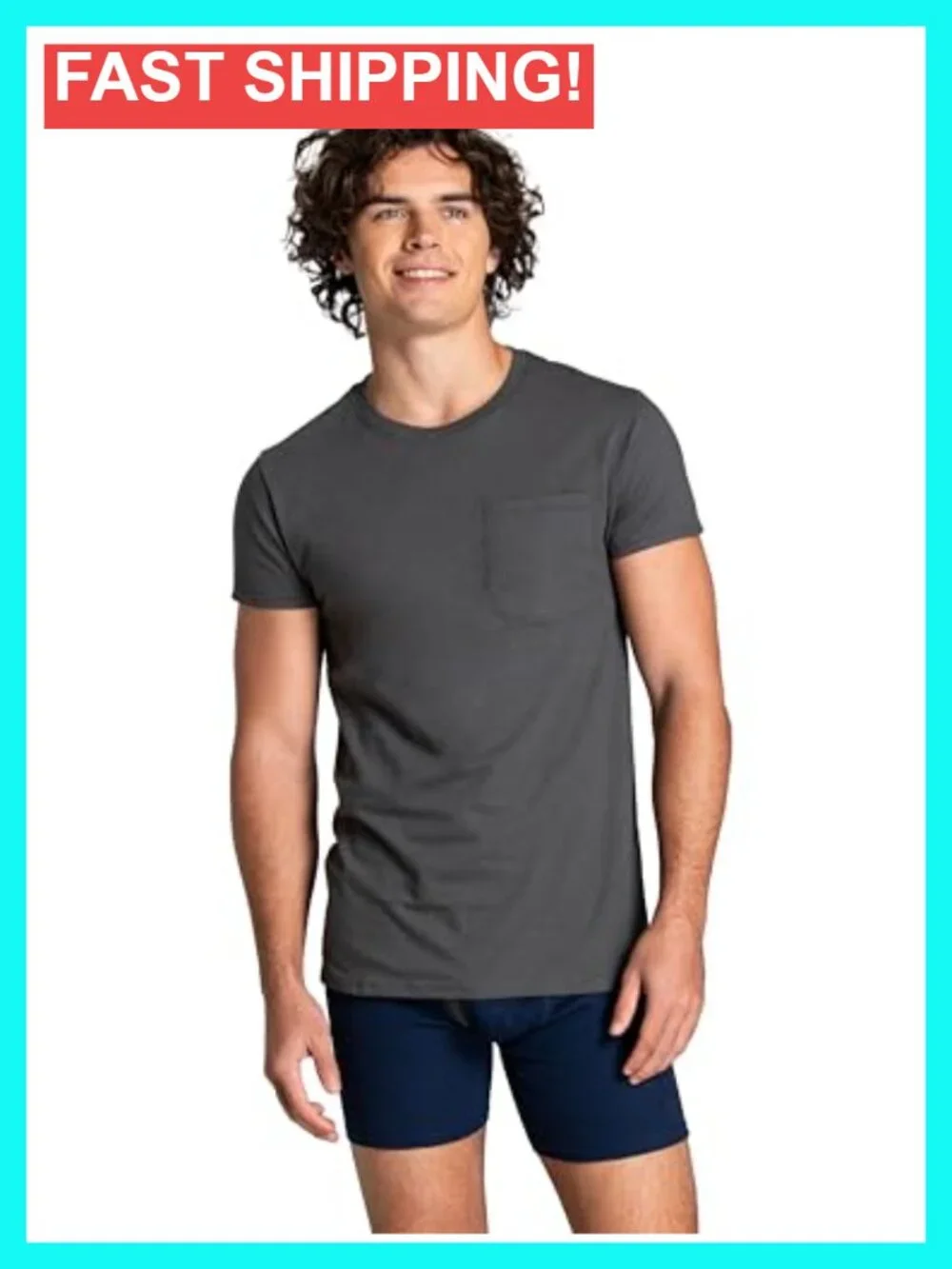 Eversoft Cotton Men's 6-Pack Pocket Undershirts Short Sleeve Crew Neck Moisture